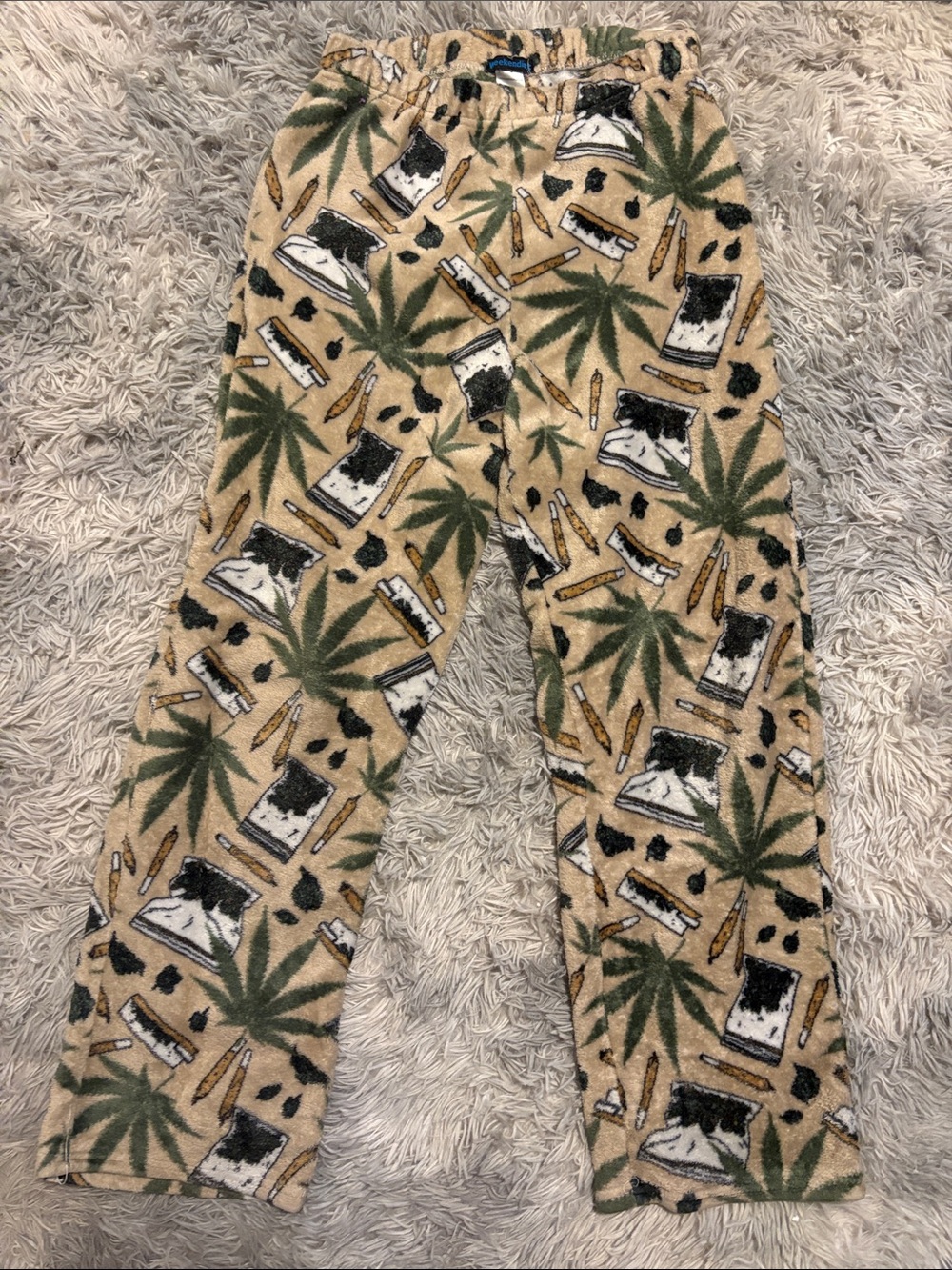 Men's PJ pants in Tan with Green Leaf Print